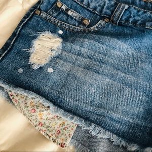 Distressed Denim Shorts